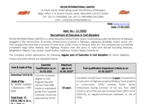 IRCON Executive Recruitment 2025