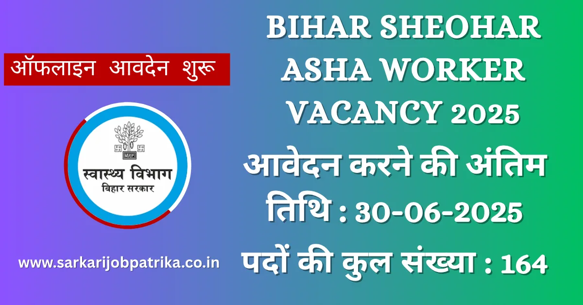 Bihar Sheohar ASHA Worker Vacancy 2025