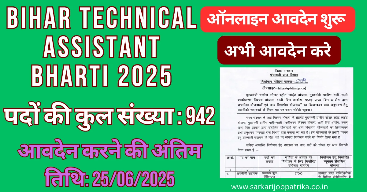 Bihar Technical Assistant Bharti 2025