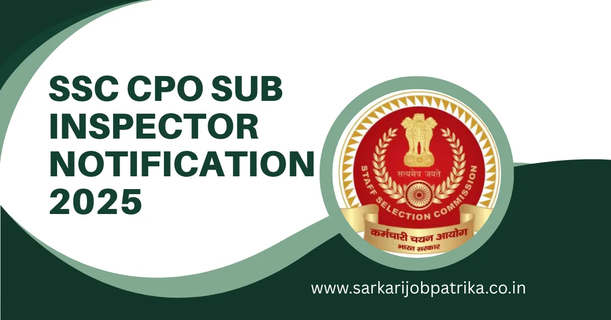 SSC CPO Sub Inspector Notification 2025