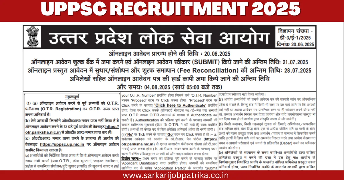 UPPSC Recruitment 2025